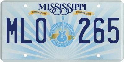 MS license plate MLO265