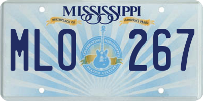 MS license plate MLO267