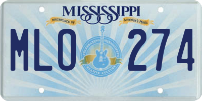MS license plate MLO274