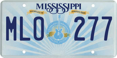 MS license plate MLO277