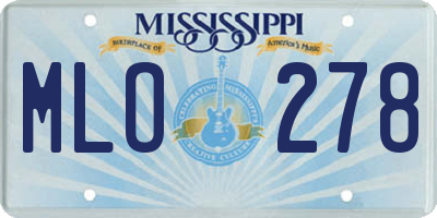 MS license plate MLO278
