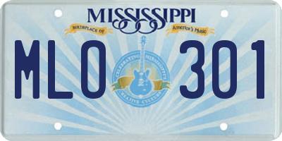 MS license plate MLO301