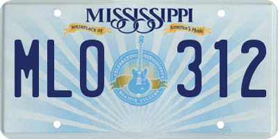 MS license plate MLO312