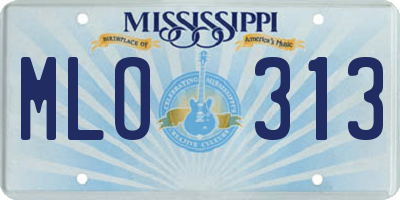 MS license plate MLO313
