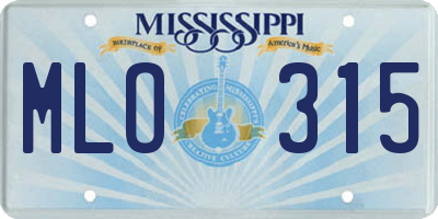 MS license plate MLO315
