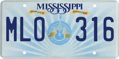MS license plate MLO316