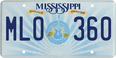 MS license plate MLO360