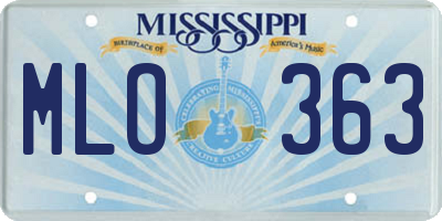 MS license plate MLO363