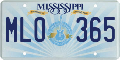 MS license plate MLO365