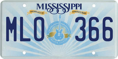 MS license plate MLO366