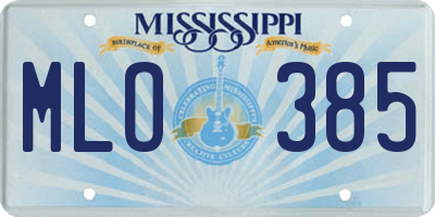 MS license plate MLO385