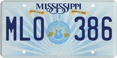 MS license plate MLO386