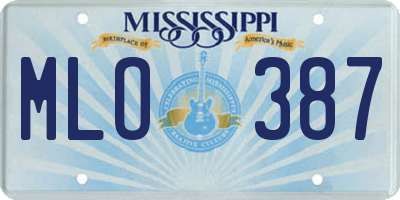 MS license plate MLO387