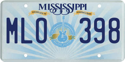 MS license plate MLO398