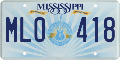 MS license plate MLO418