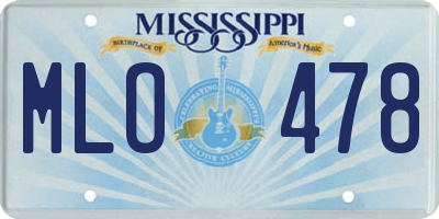 MS license plate MLO478