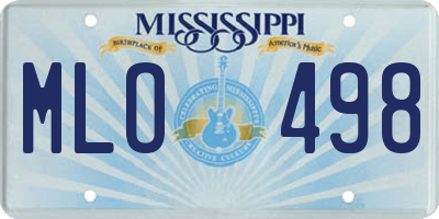 MS license plate MLO498