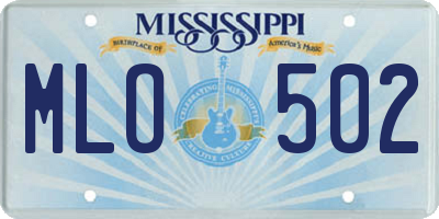 MS license plate MLO502