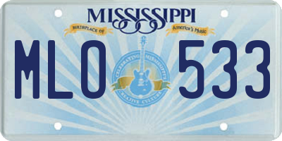 MS license plate MLO533