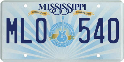MS license plate MLO540