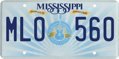 MS license plate MLO560