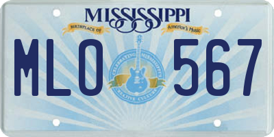 MS license plate MLO567
