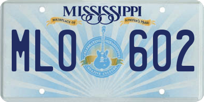 MS license plate MLO602
