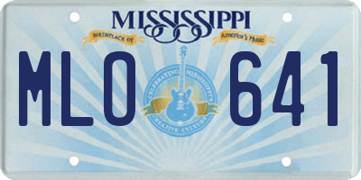 MS license plate MLO641