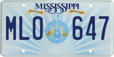 MS license plate MLO647