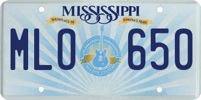 MS license plate MLO650