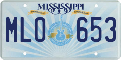 MS license plate MLO653