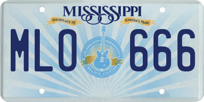 MS license plate MLO666