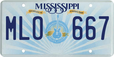 MS license plate MLO667