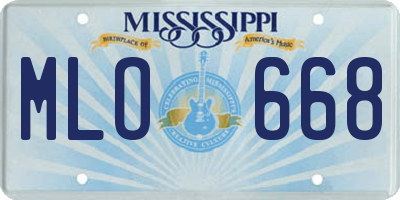 MS license plate MLO668