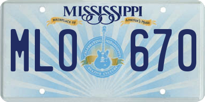 MS license plate MLO670