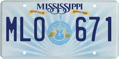 MS license plate MLO671