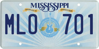 MS license plate MLO701