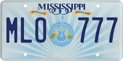 MS license plate MLO777