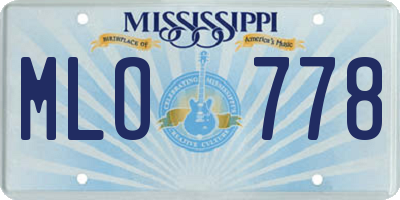 MS license plate MLO778