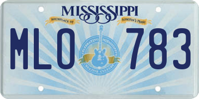 MS license plate MLO783