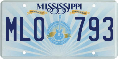 MS license plate MLO793