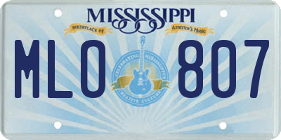 MS license plate MLO807
