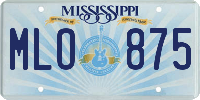 MS license plate MLO875