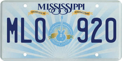 MS license plate MLO920
