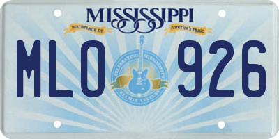 MS license plate MLO926