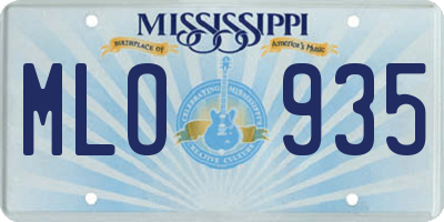 MS license plate MLO935