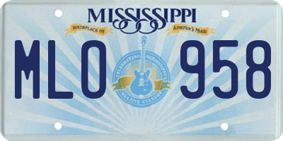 MS license plate MLO958