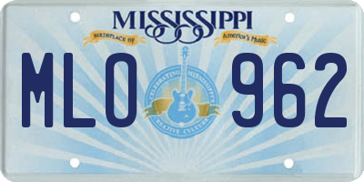 MS license plate MLO962