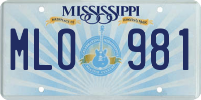 MS license plate MLO981