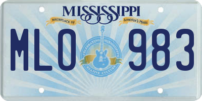 MS license plate MLO983